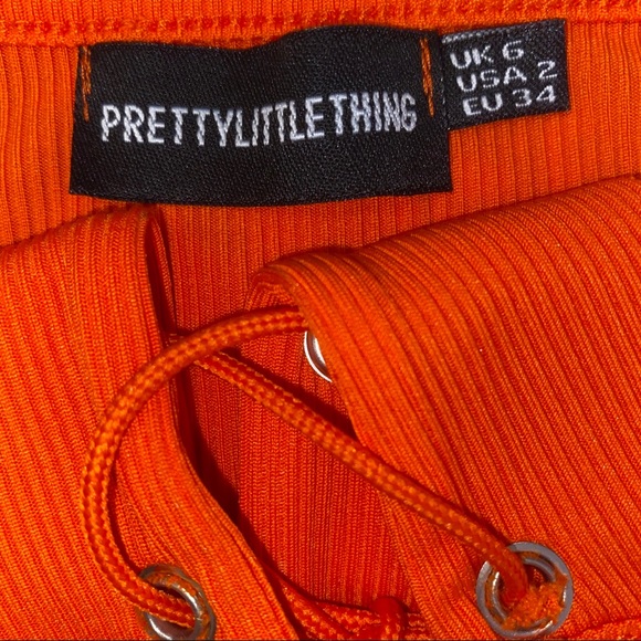 PRETTY LITTLE THING orange lace up bodysuit - Picture 4 of 4